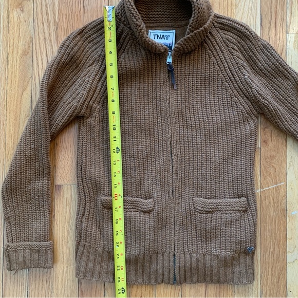 TNA 100% Lambswool Zip Up Cardigan Sweater Women’s Small - Picture 8 of 8
